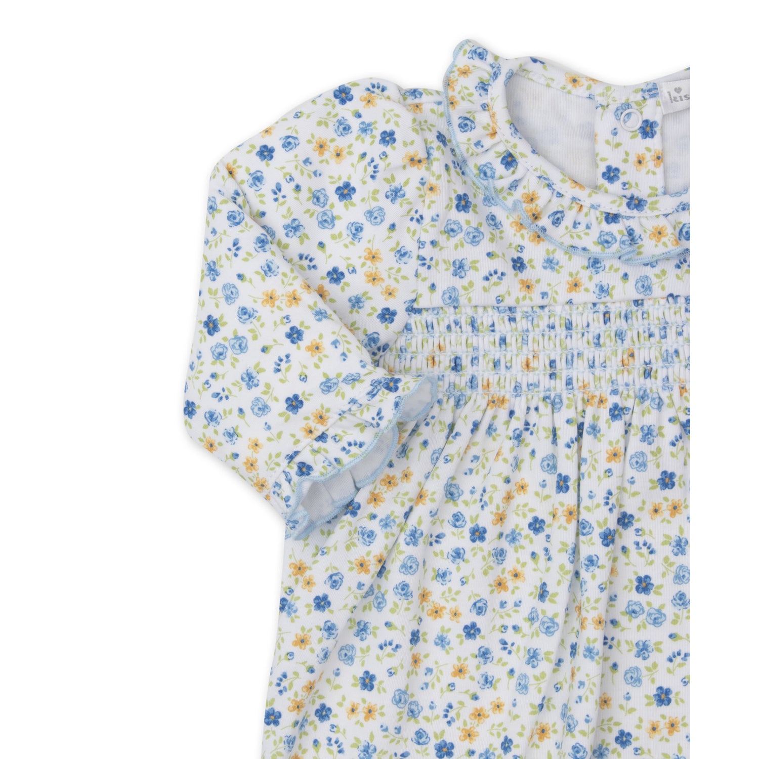 Kissy Kissy - Blue Floral Fantasy Footie - Findlay Rowe Designs