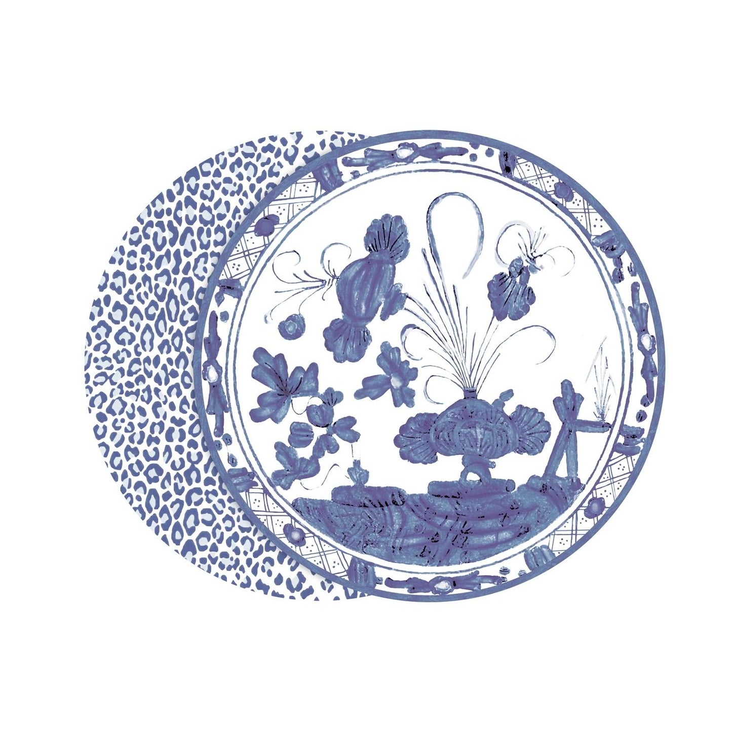 Beatriz Ball - Placemat - Faenza & Leopard Reversible - Blue - Findlay Rowe Designs