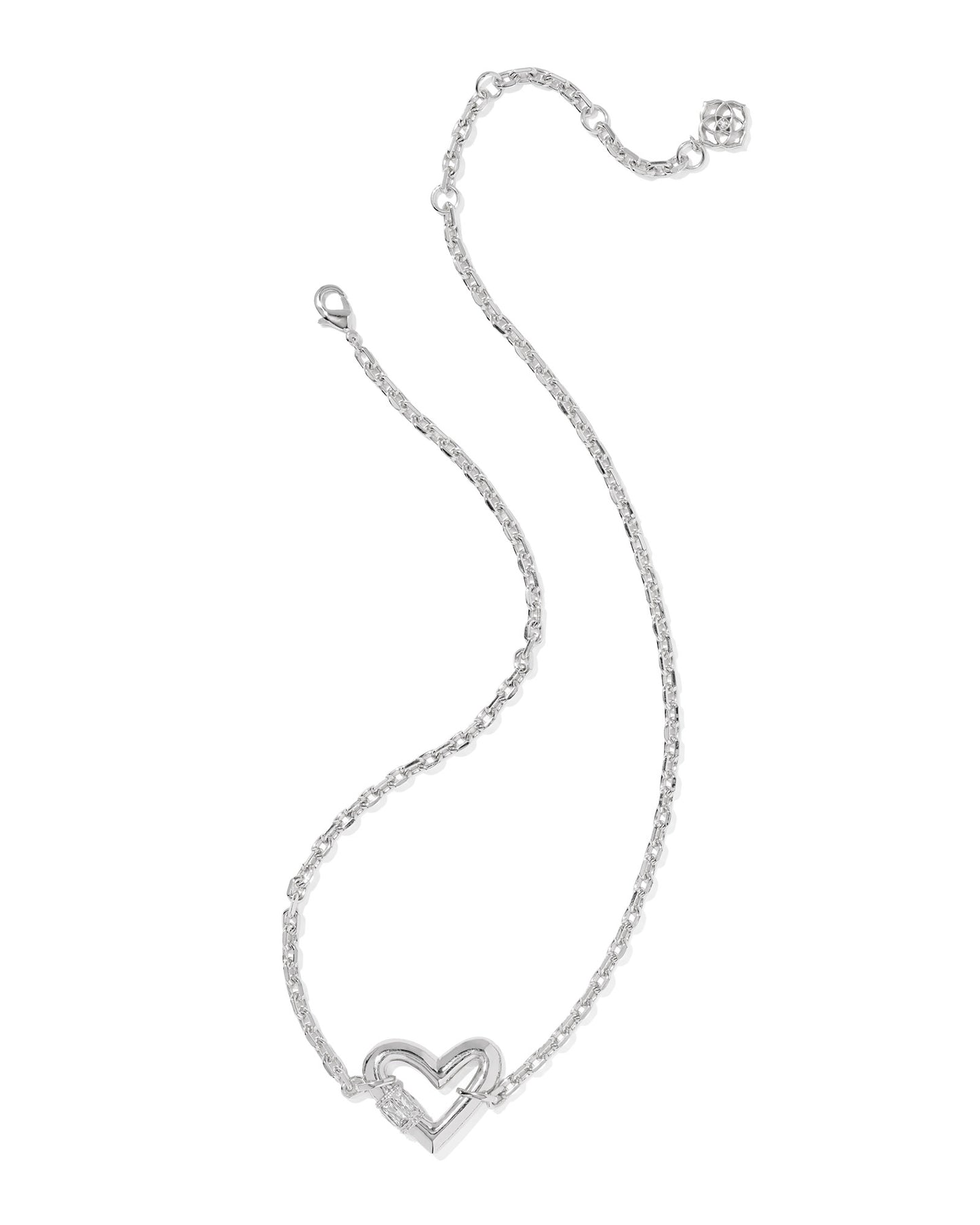 Kendra Scott - Necklace - Emery Heart Short Pendant - Silver White Cz