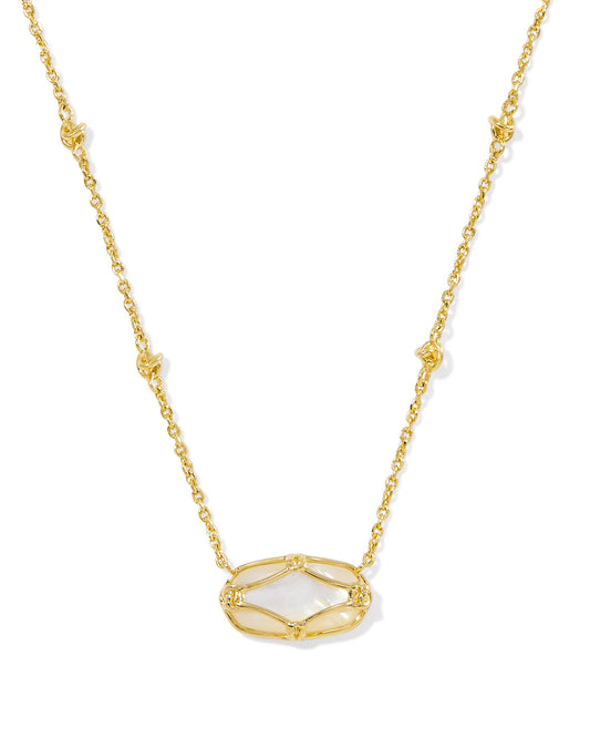 Kendra Scott - Necklace - Elisa Lattice Frame Gold Short Pendant - Gold Ivory Mother of Pearl - Findlay Rowe Designs