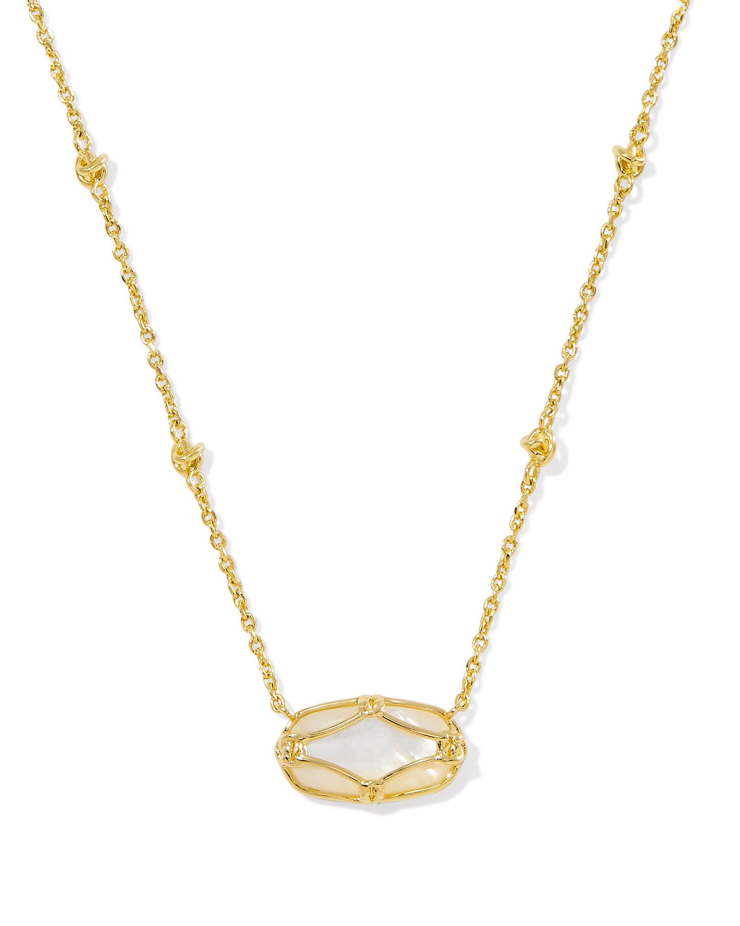 Kendra Scott - Necklace - Elisa Lattice Frame Gold Short Pendant - Gold Ivory Mother of Pearl - Findlay Rowe Designs
