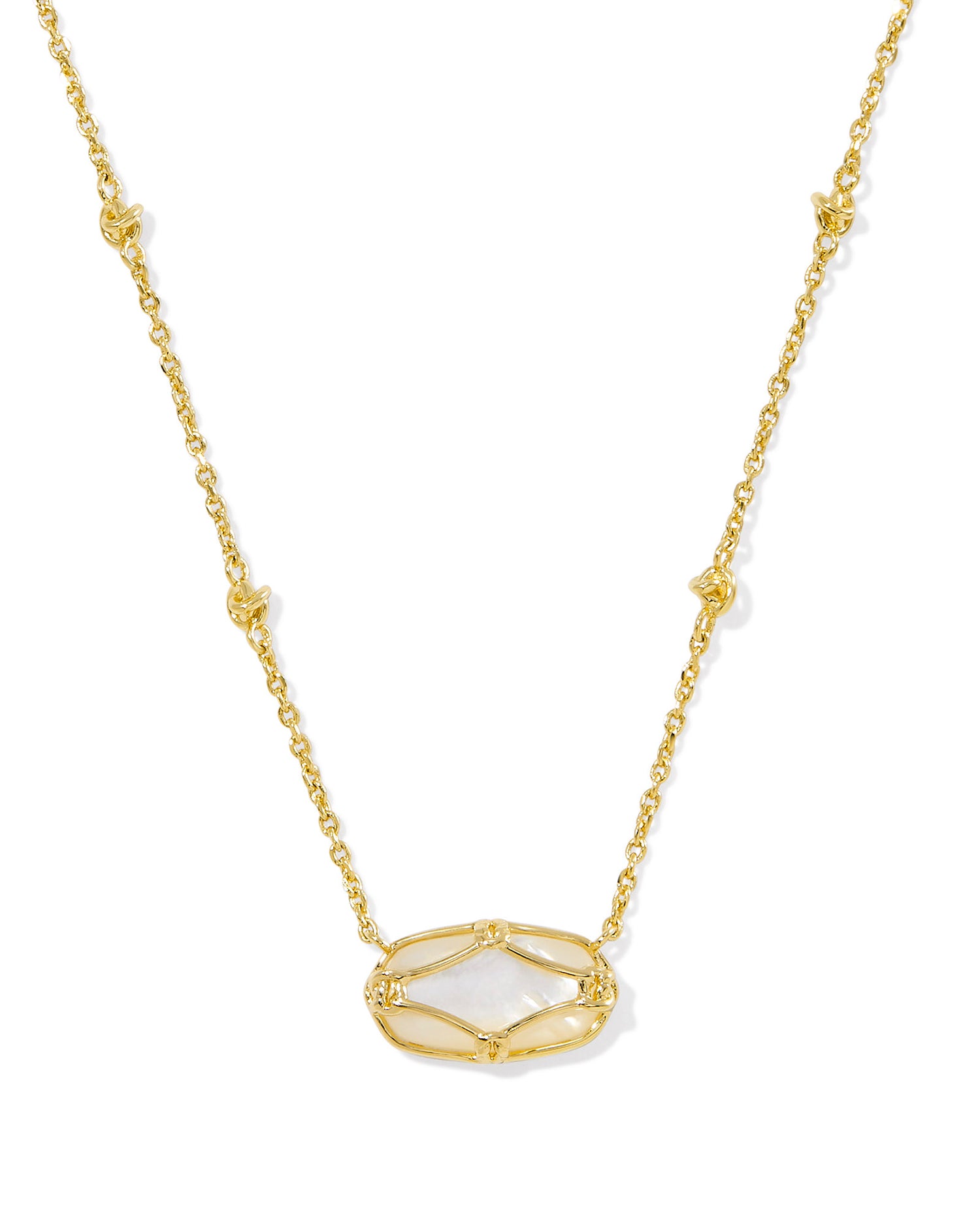 Kendra Scott - Necklace - Elisa Lattice Frame Gold Short Pendant - Gold Ivory Mother of Pearl - Findlay Rowe Designs