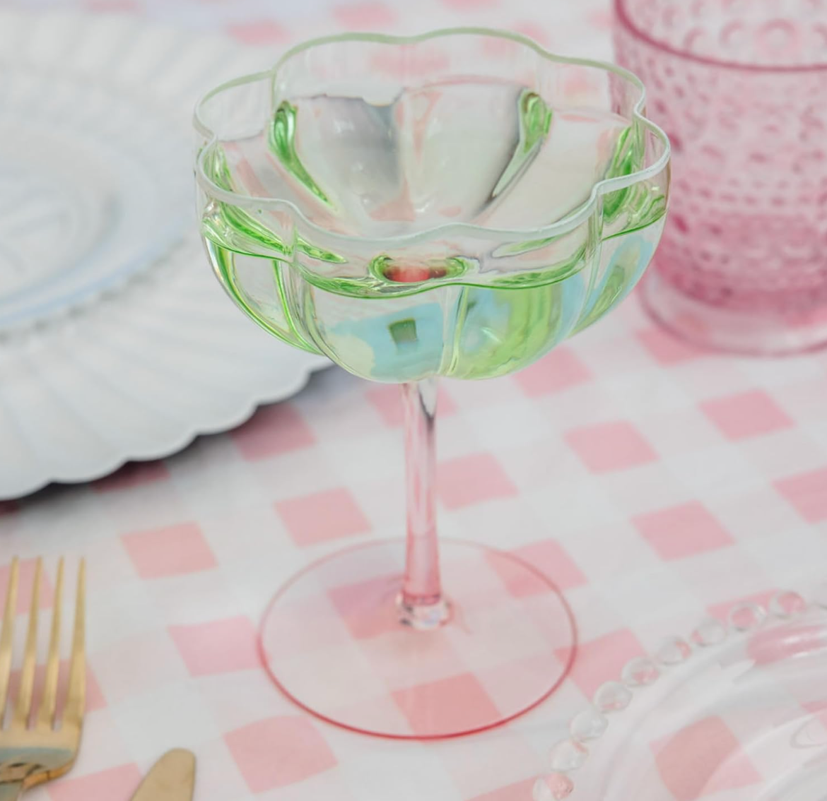 Lilly Pulitzer - Coupe Glass - Jade Lime Pink Muse Ombre - Set 2 - Findlay Rowe Designs