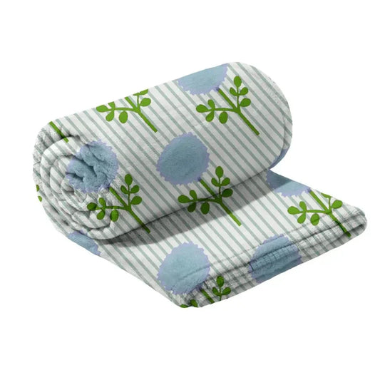 Laura Park - Fleece Blanket - Marigold Ticking Stripe Blue - Findlay Rowe Designs
