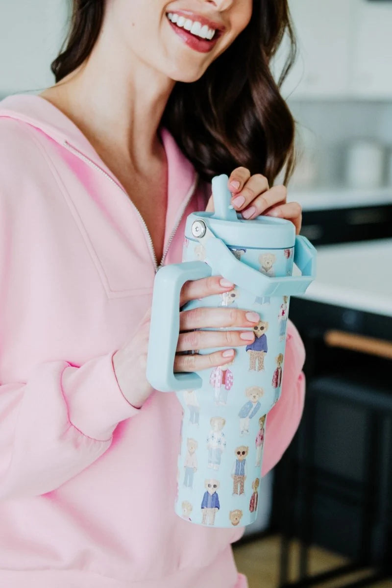 KatyDid - Teddy Bears Tumbler - 38oz - Blue - Findlay Rowe Designs