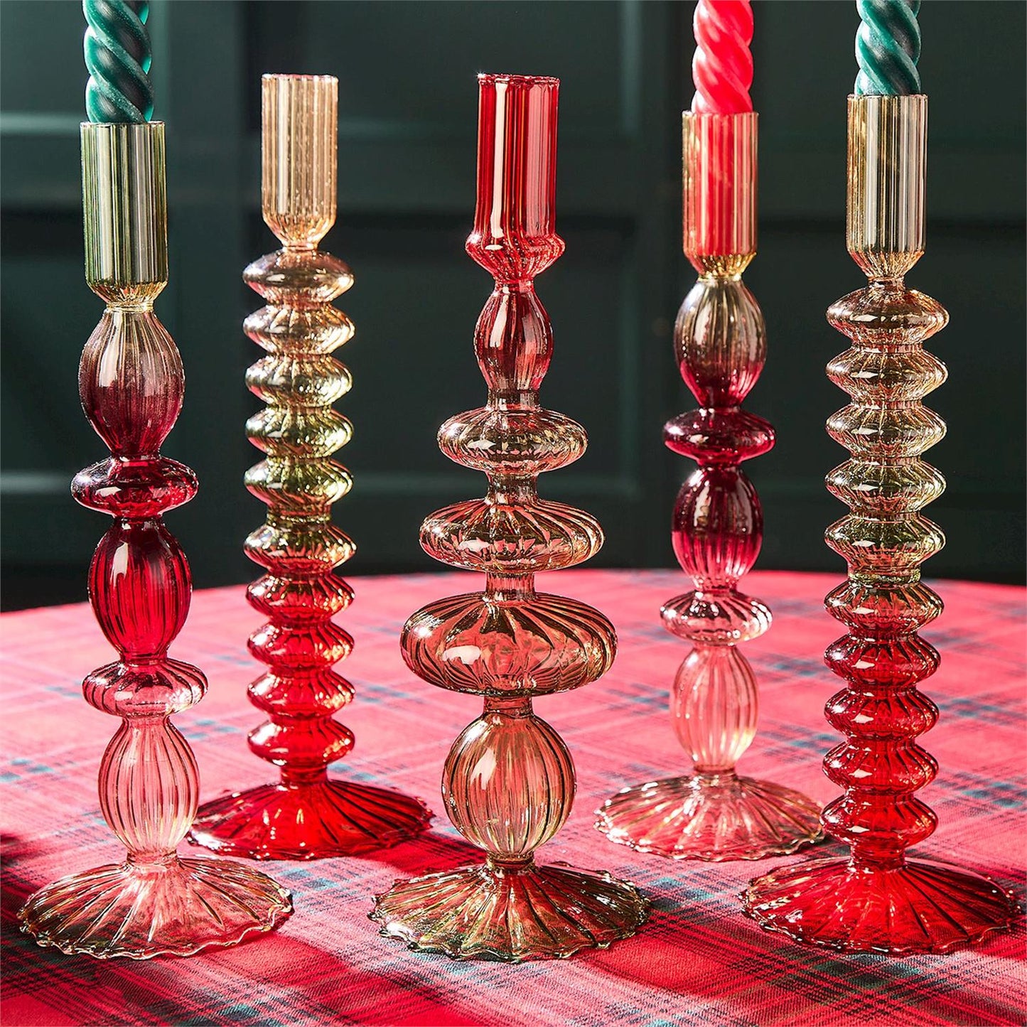 Taper Candleholders - Hand-Blown Glass - Holiday Ombre - Findlay Rowe Designs