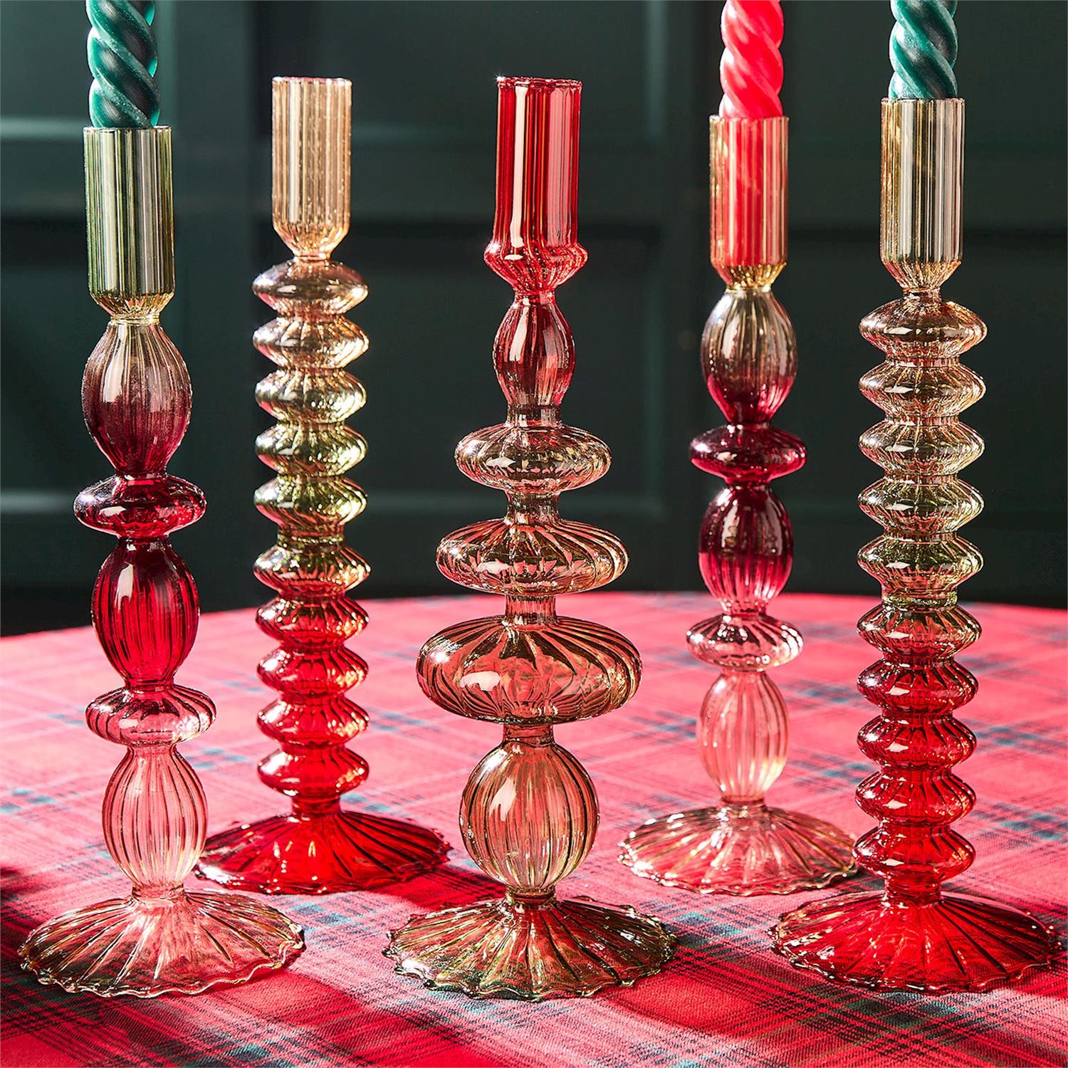 Taper Candleholders - Hand-Blown Glass - Holiday Ombre - Findlay Rowe Designs
