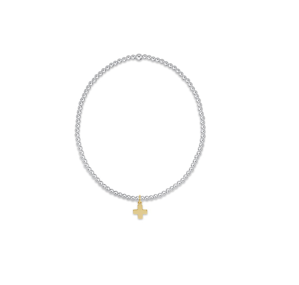 Enewton - Classic Sterling Mixed Metal 2mm Bead Bracelet - Signature Cross Small Gold - Findlay Rowe Designs