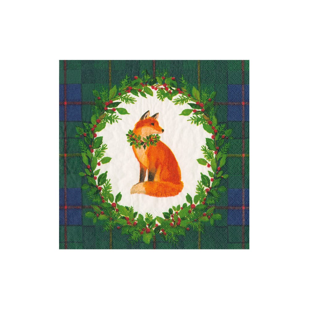 Caspari - Cocktail Napkins - Tartan Fox Blue/Green - Findlay Rowe Designs