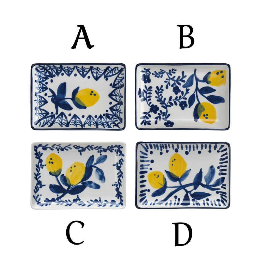 Appetizer Plate - Lemon Blue and White - Findlay Rowe Designs