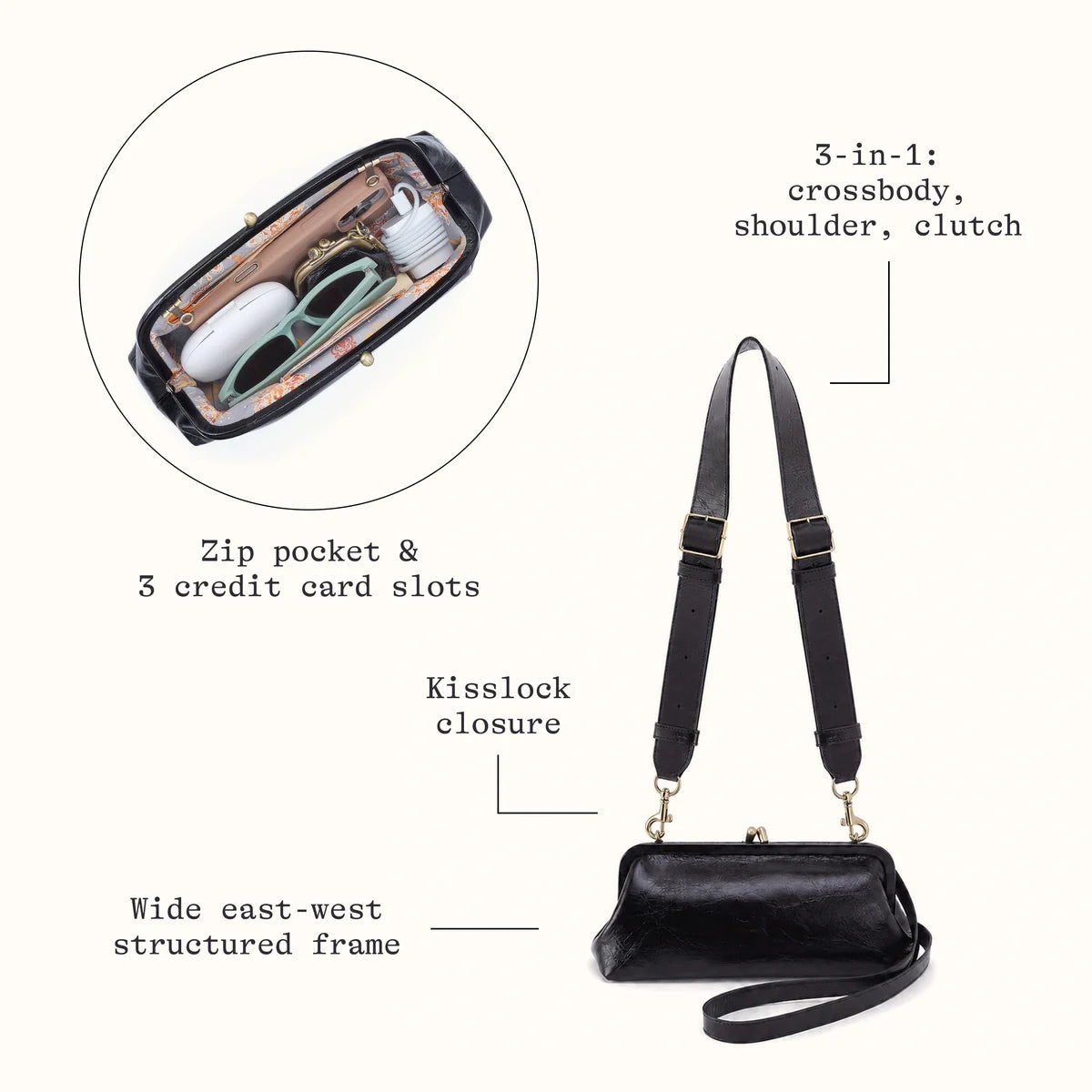 Hobo - Alba Frame Small Shoulder Bag - Black - Findlay Rowe Designs