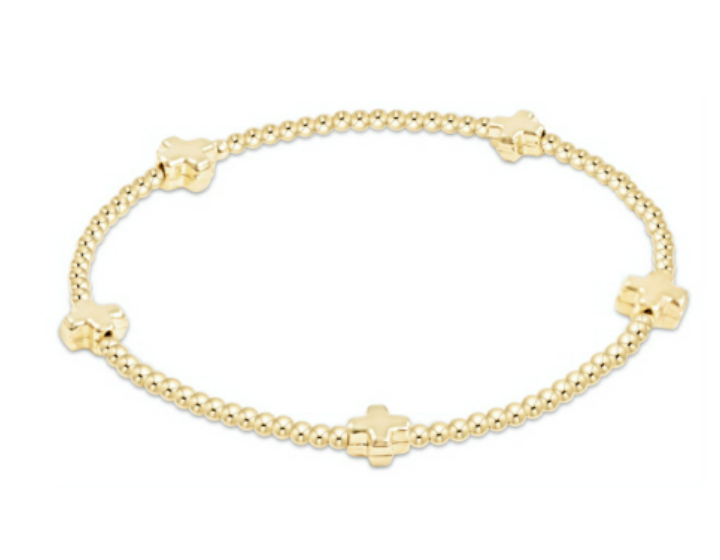 Enewton - egirl Signature Cross Small Gold Pattern 2mm Bead Bracelet - Gold - Findlay Rowe Designs
