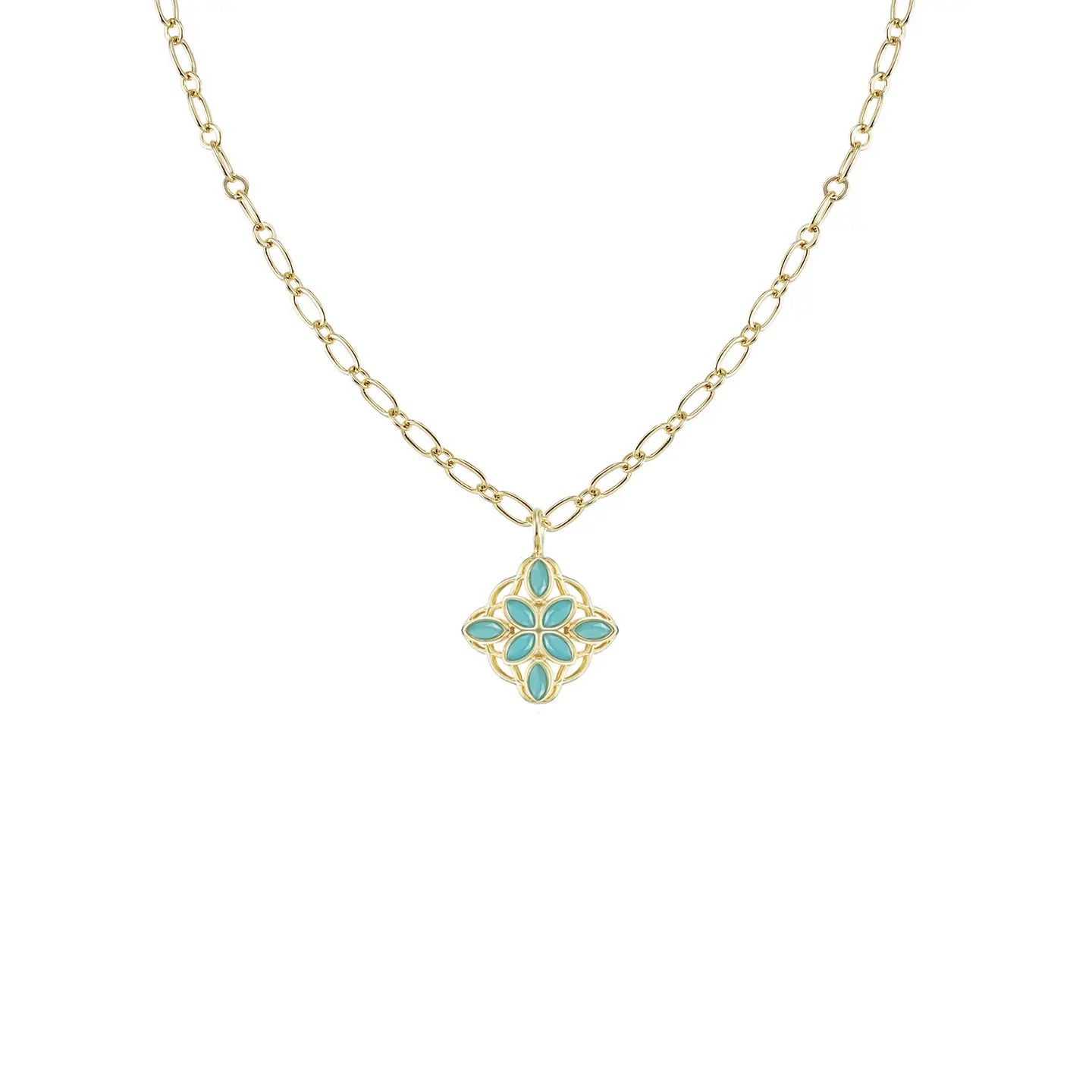 Natalie Wood - Necklace - Bloom Drop Necklace - Aqua - Findlay Rowe Designs