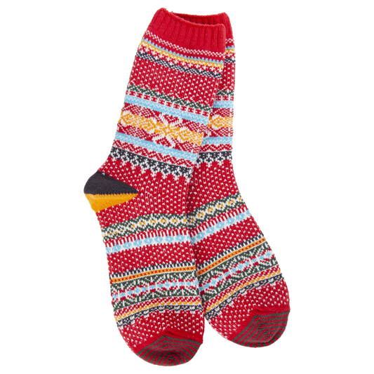 World's Softest Socks - Holiday Seasonal Crew - Red Multi - Findlay Rowe Designs