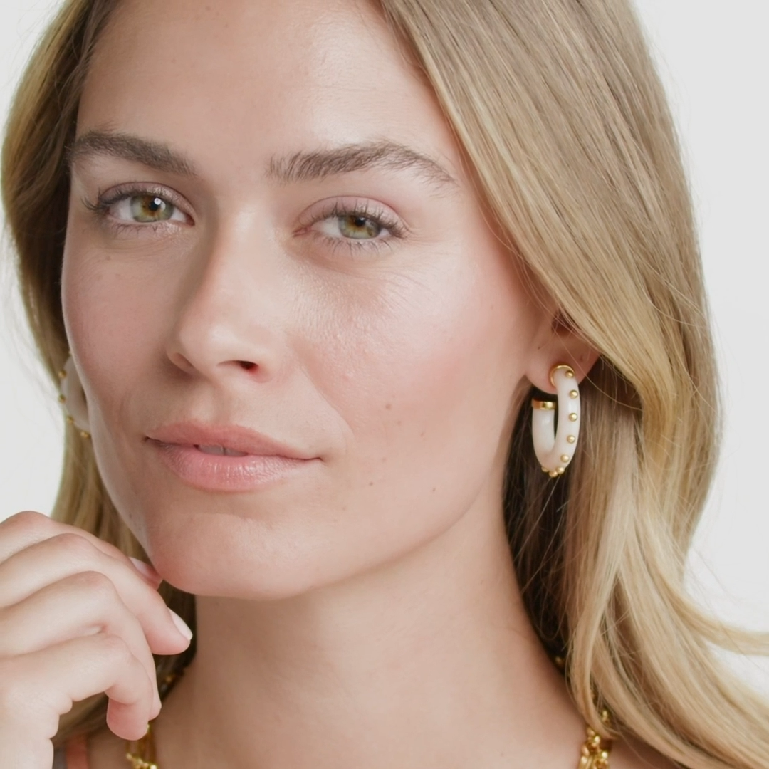 Julie Vos - Earrings - Colette Hoop - Alabaster - Medium - Findlay Rowe Designs
