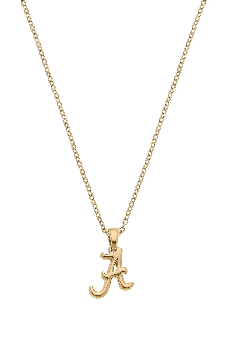 Necklace - Alabama Crimson Tide - 24k Gold Plated Pendant - Findlay Rowe Designs