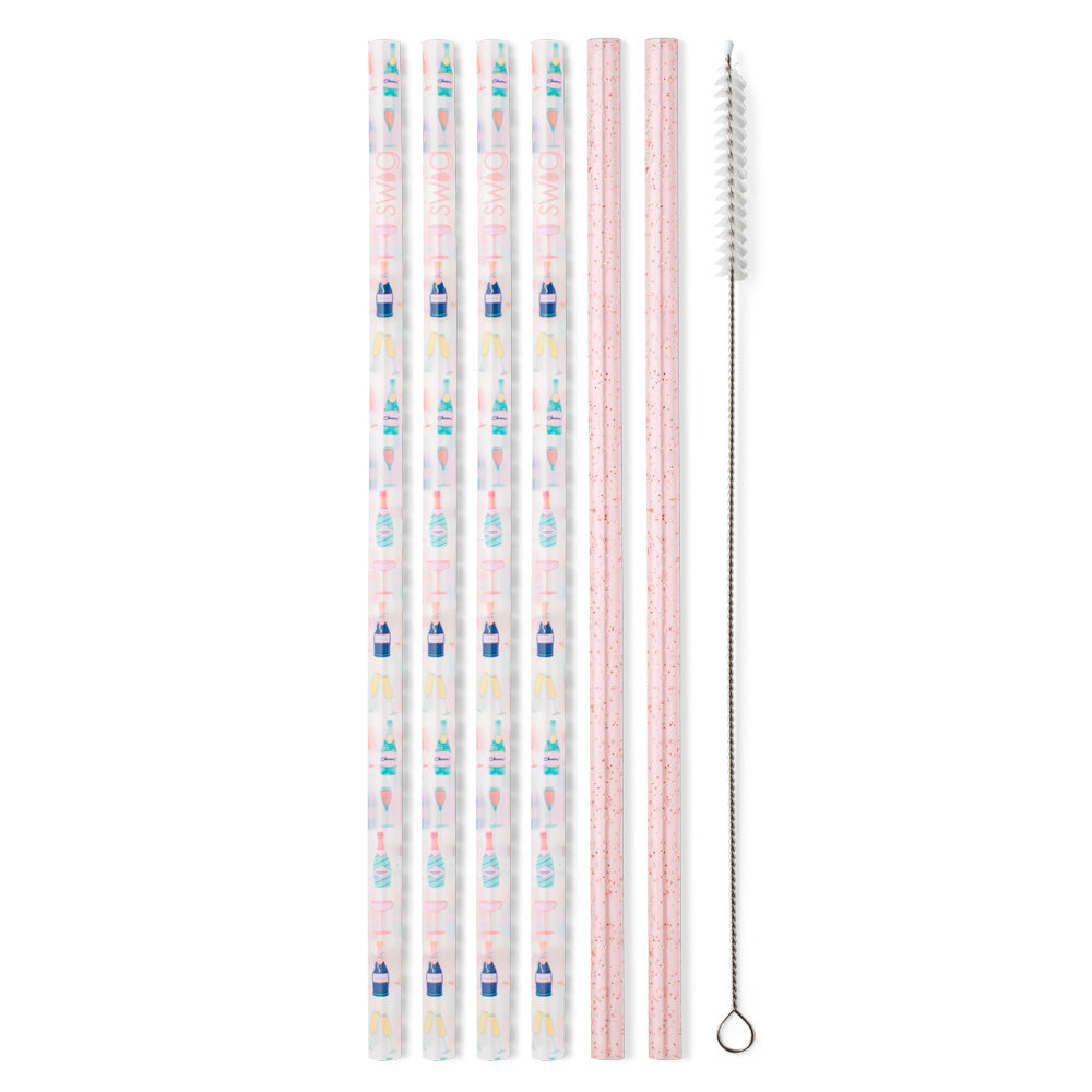 Swig- Pop Fizz + Pink Glitter Reusable Straw Set - Findlay Rowe Designs