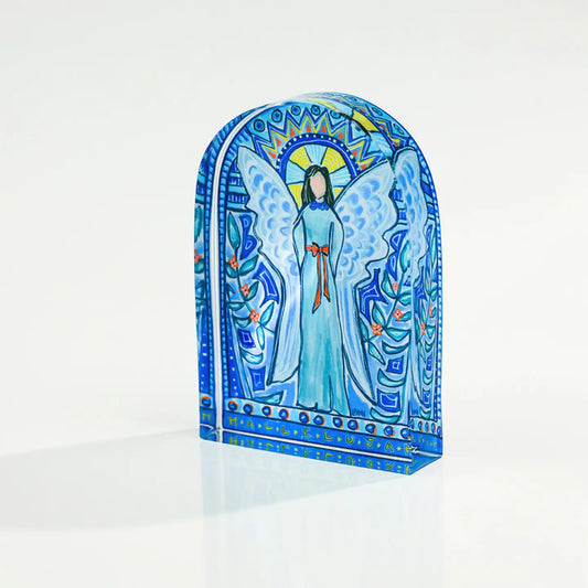 Lauren Dunn - Acrylic Block - Stained Glass Angel - Blue