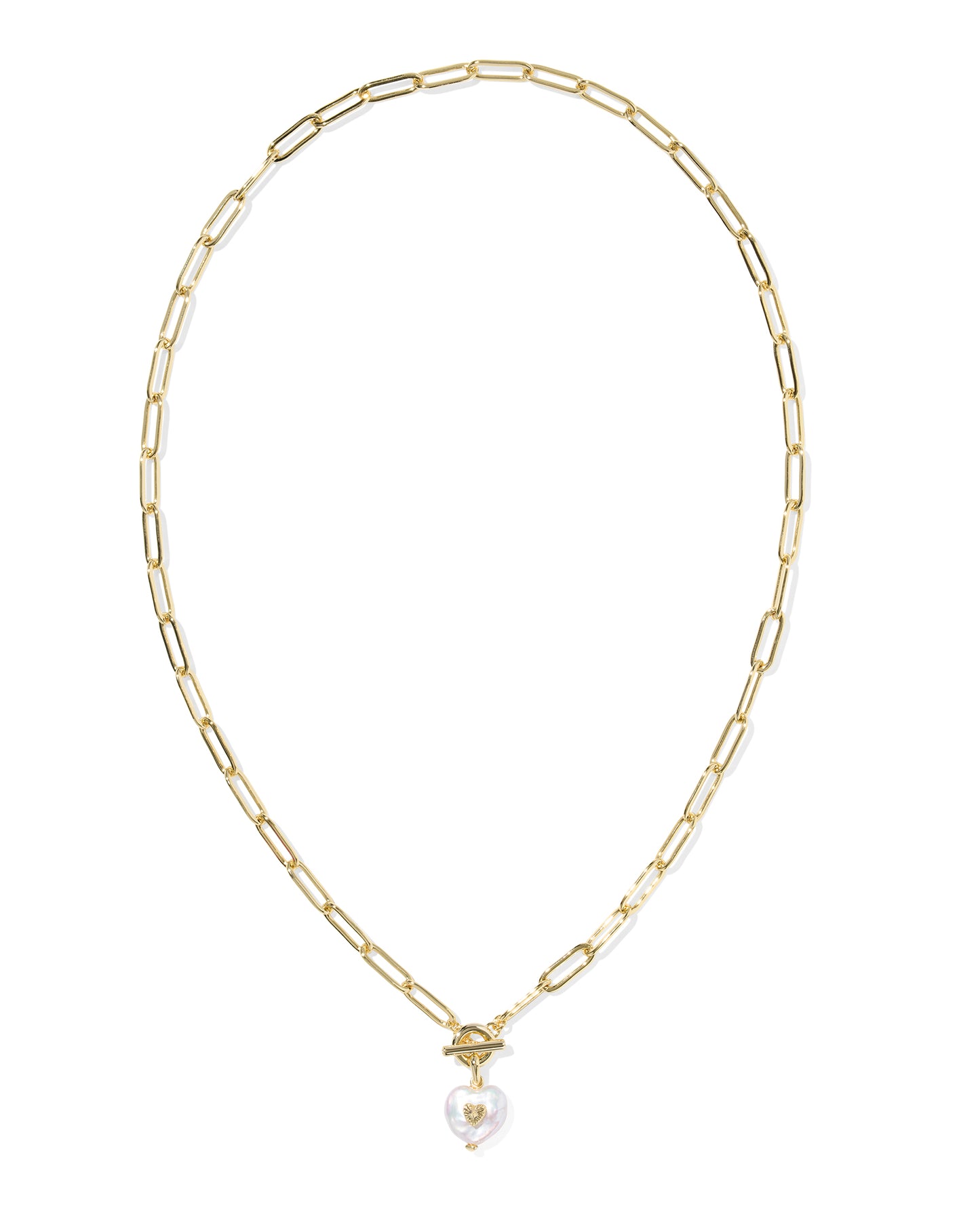 endra Scott - Sasha Heart Short Pendant Necklace - Gold Freshwater Cultured Pearl - Findlay Rowe Designs