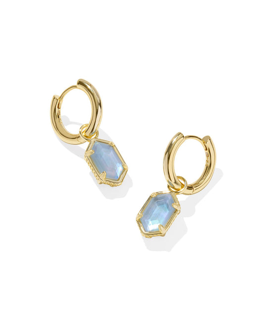 Kendra Scott - Earring - Hallie Gold Huggie Earrings in Sky Blue Mother of Pearl - Findlay Rowe Designs