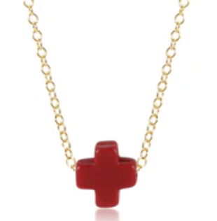 Enewton - Egirl 14 inch Necklace Gold - Signature Cross Red
