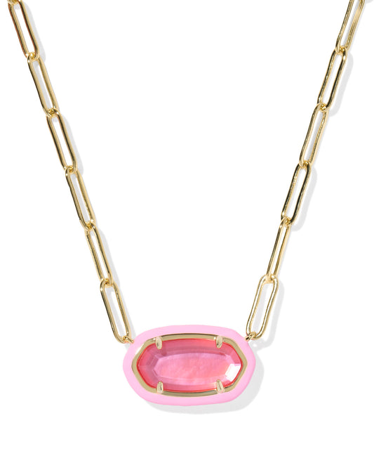 Kendra Scott - Necklace - Elisa Enamel Frame Gold Paperclip - Gold Maroon Magnesite - Findlay Rowe Designs