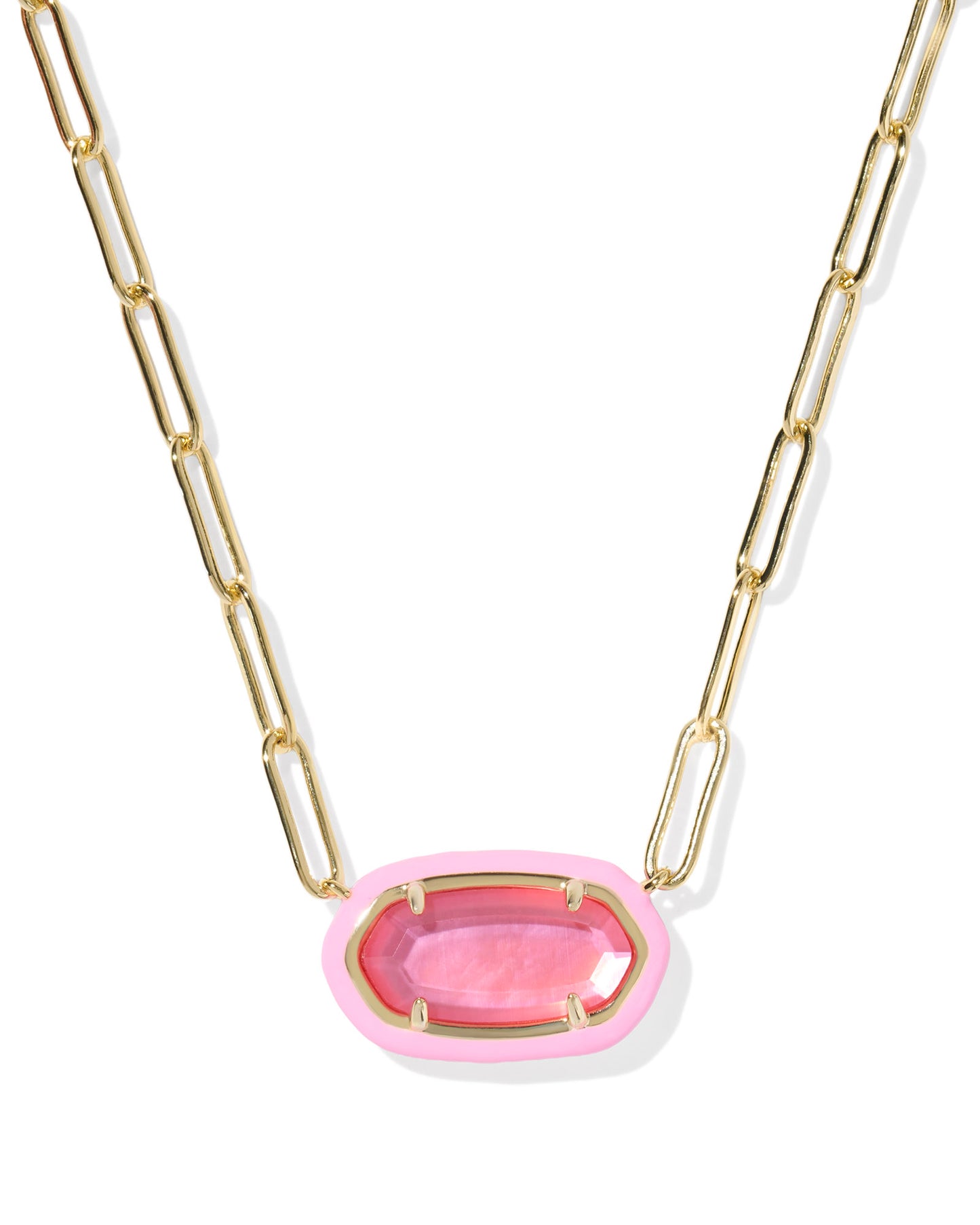 Kendra Scott - Necklace - Elisa Enamel Frame Gold Paperclip - Gold Maroon Magnesite - Findlay Rowe Designs