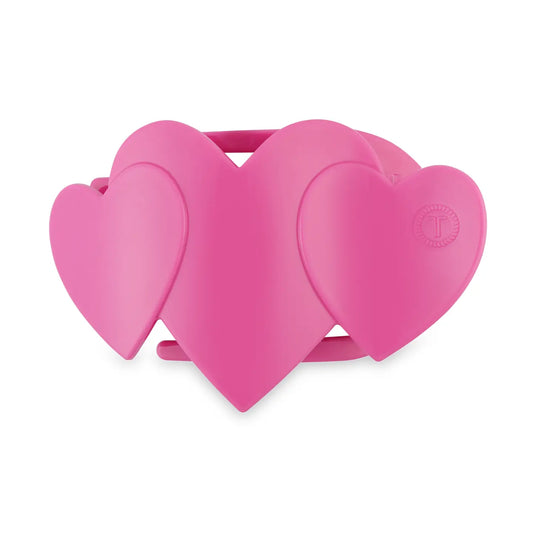 Teleties - Flat Hair Clip - Small - Pink Heart To Heart - Findlay Rowe Designs
