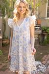 White and Blue Openwork Dress - Findlay Rowe Designs