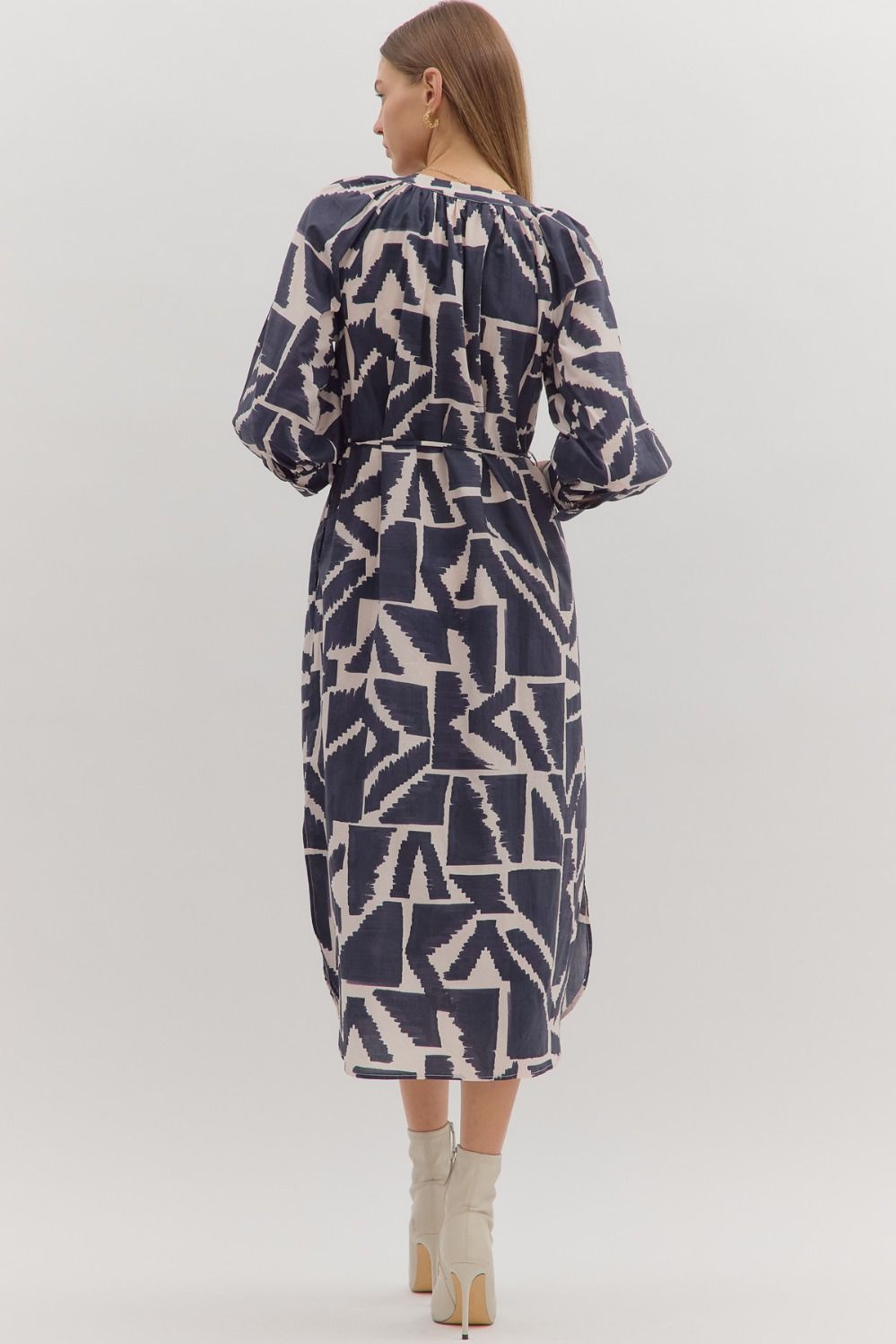 Entro - Dress - Midi Geometric Print
