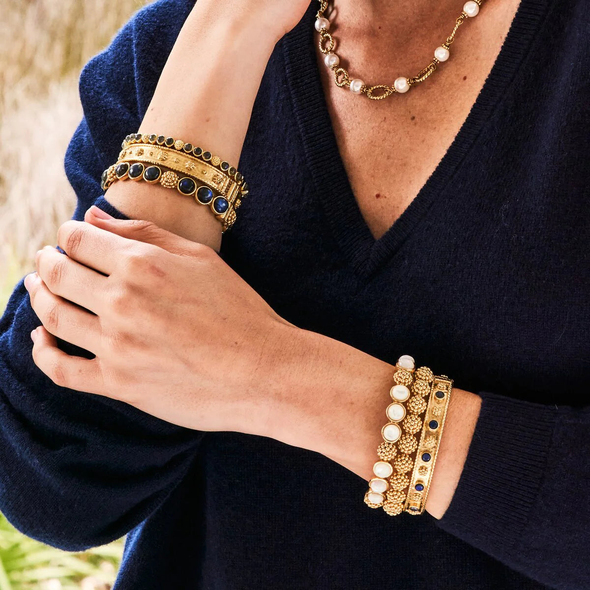Bracelet - Berry Gem Classic Hinged Bangle - Blue Labradorite - Findlay Rowe Designs