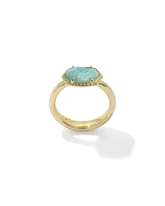Kendra Scott - Ring - Daphne Frame Band Gold Teal Amazonite - Size 9 - Findlay Rowe Designs