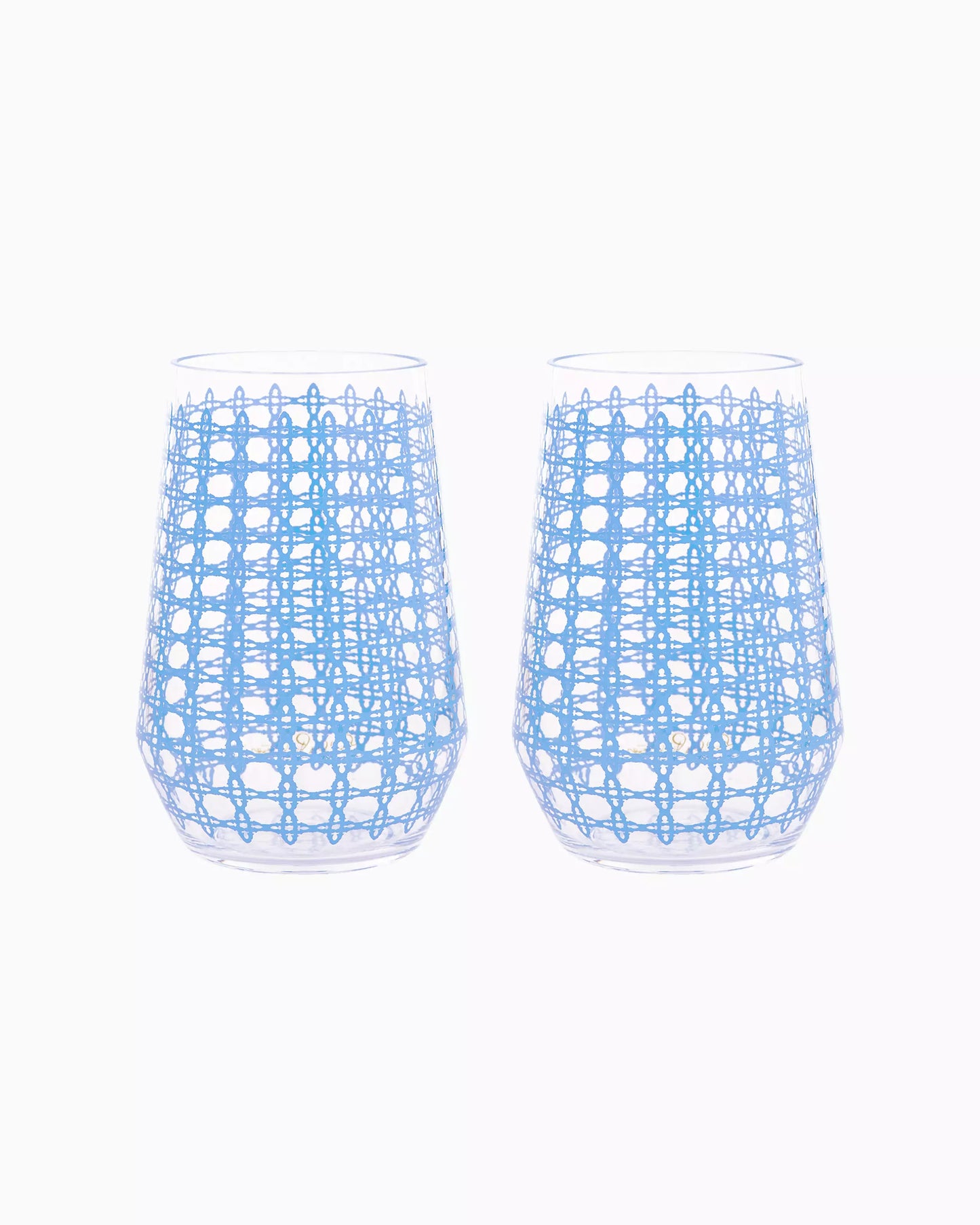 Lilly Pulitzer - Acrylic Wine Glass Set - Frenchie Blue Caning - Findlay Rowe Designs