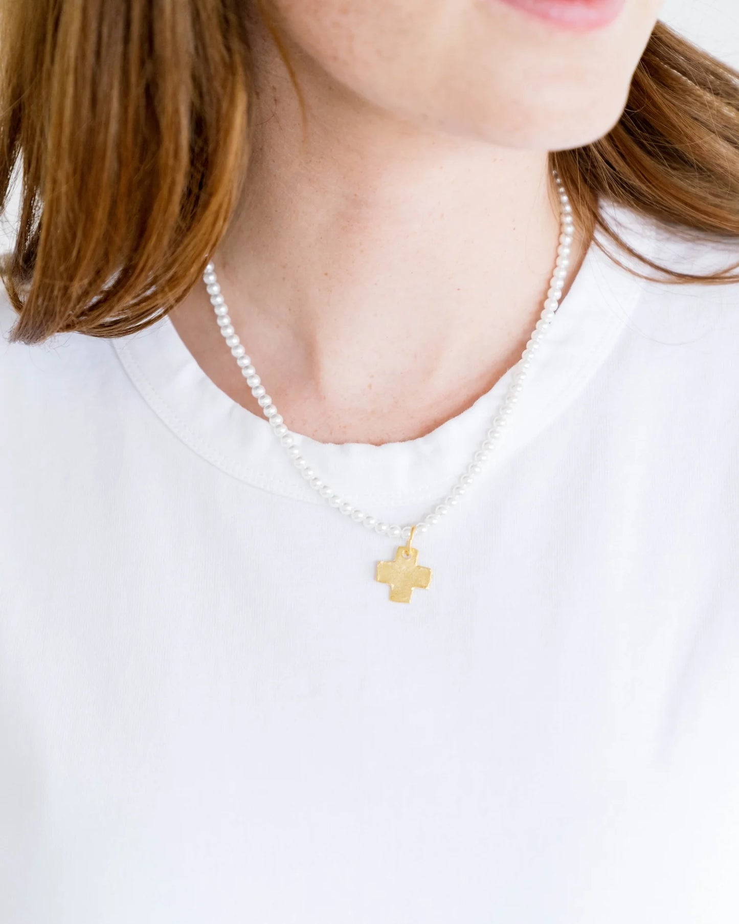 Susan Shaw - Necklace - Alys Cross - Freshwater Pearl - Findlay Rowe Designs
