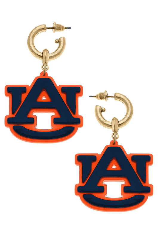 Canvas -Auburn Tigers Resin Logo Drop Hoop Earrings - Findlay Rowe Designs