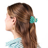Ink & Alloy - Claw Clip - Gia Petite - Kelly Green Light Blue Check - Findlay Rowe Designs