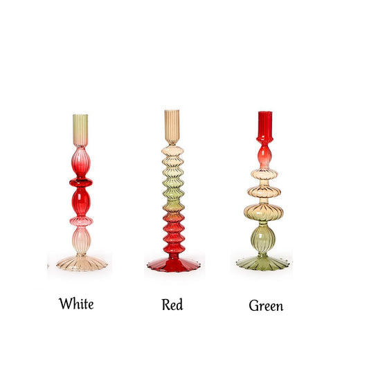 Taper Candleholders - Hand-Blown Glass - Holiday Ombre - Findlay Rowe Designs