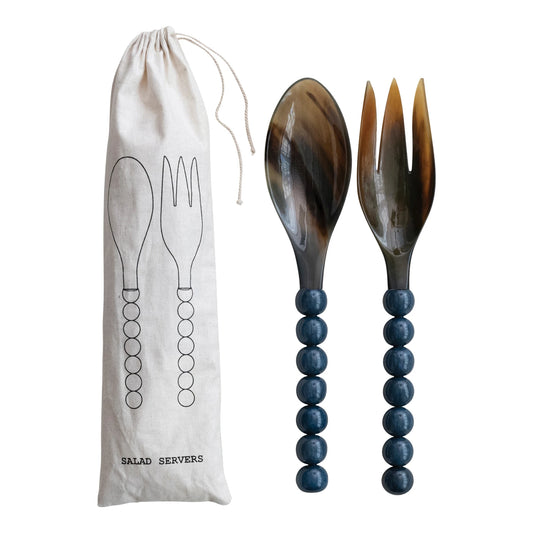 Salad Servers - Marbled Resin Ball Handles - Set 2 - Findlay Rowe Designs