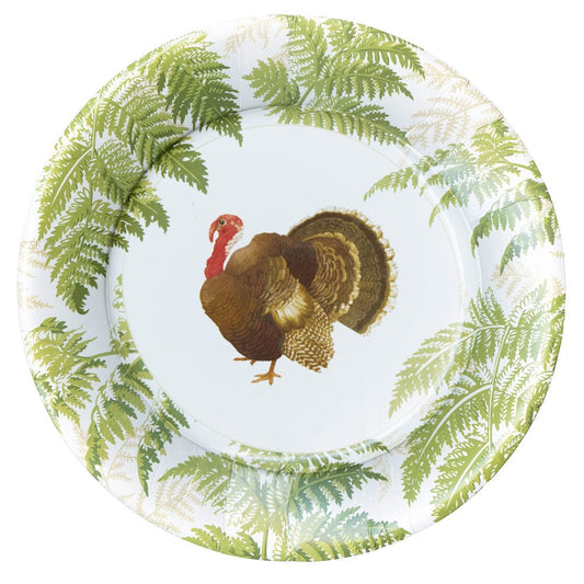 Caspari - Dinner Plates - Turkey Among Ferns