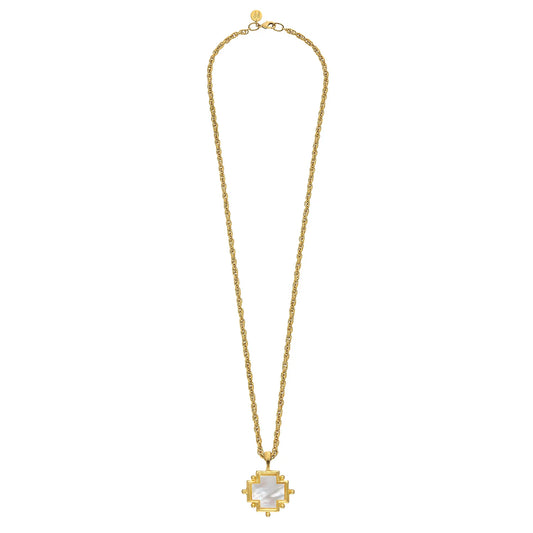 Susan Shaw - Necklace - Long Mother of Pearl Cross - Gold - Findlay Rowe Designs