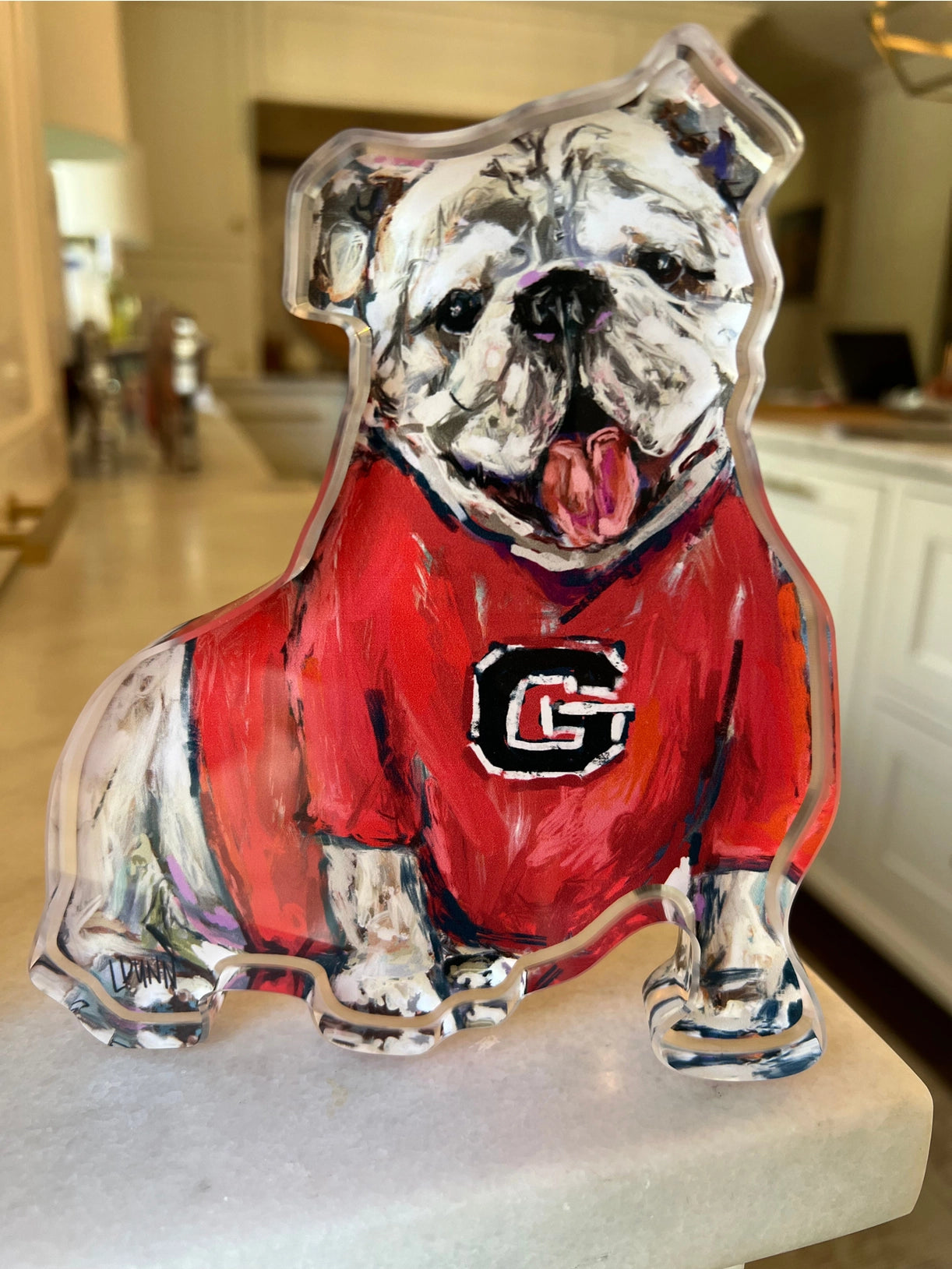 Lauren Dunn - Acrylic Art - Gameday Bulldog - Red