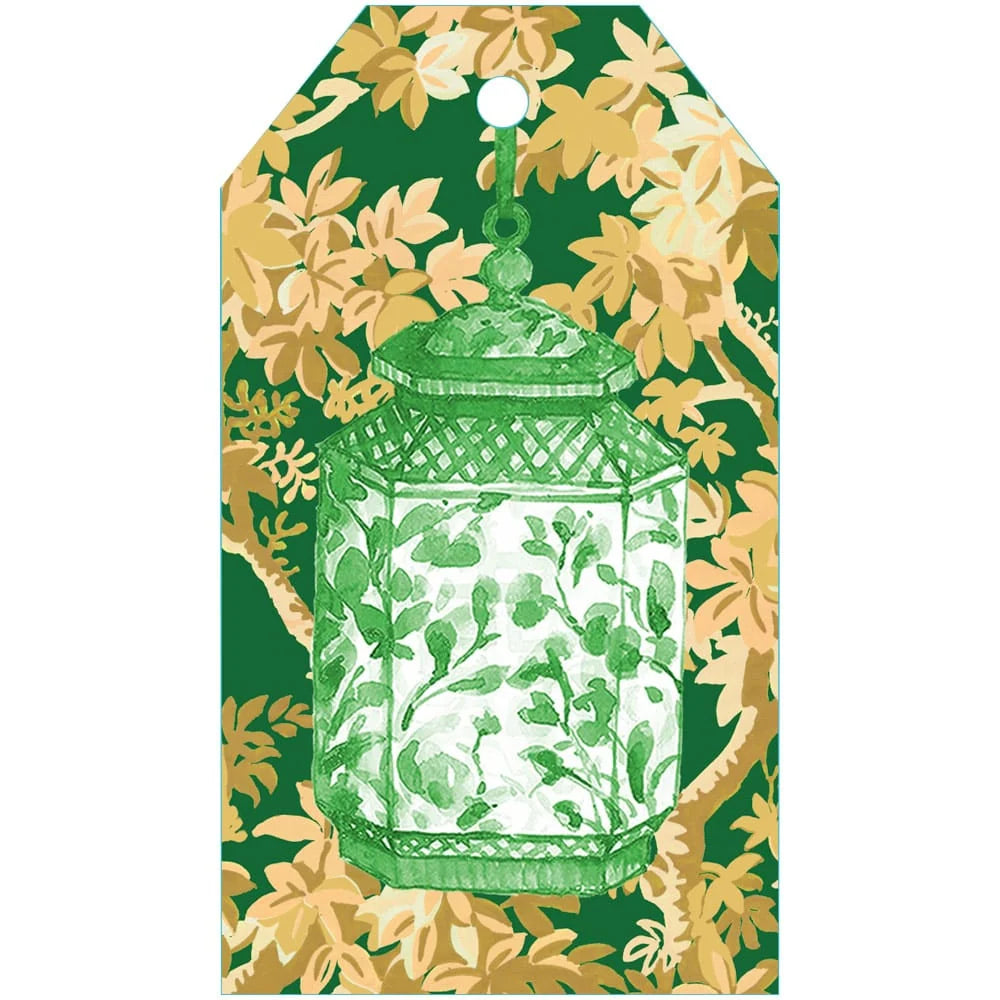 Caspari - Gift Tag - Ginger Jars Dark Green - Findlay Rowe Designs