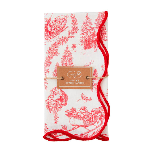 Mud Pie - Cloth Napkin - Toile Red