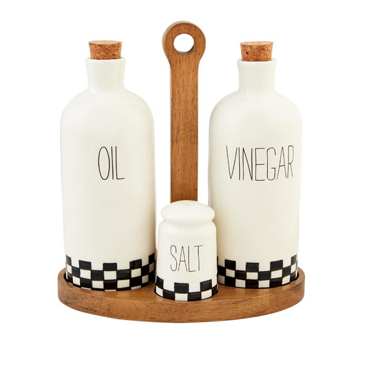 Mud Pie - Oil & Vinegar Caddy Set - Checkered - Findlay Rowe Designs