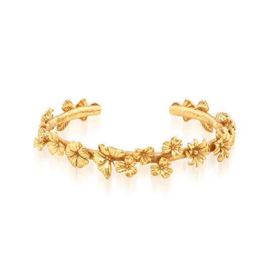 Capucine de Wulf - Bracelet - Meadow Walk Flowers Petite Cuff - Gold - Findlay Rowe Designs