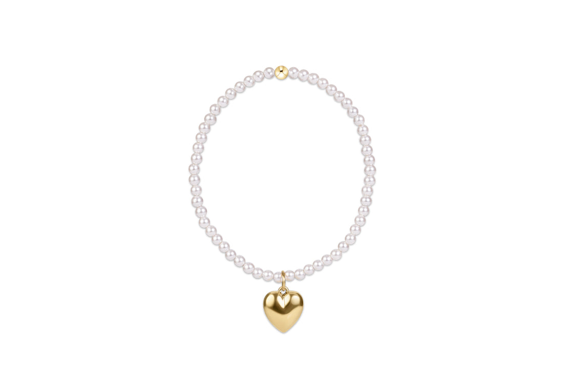 Enewton - Classic Pearl 3mm Bracelet - Love Plush Gold Charm - Findlay Rowe Designs