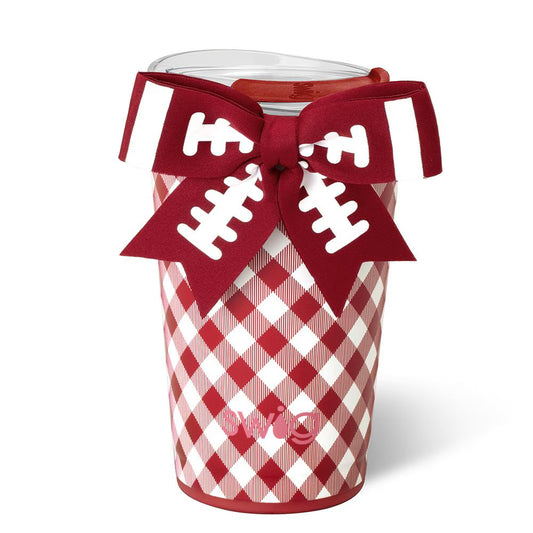 Swig - Party Cup 24oz - Gameday Gingham - Crimson - Findlay Rowe Designs