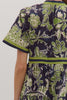 Entro - Dress - Floral Contrast Trim Midi - Navy Green