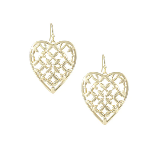 Adorned Heart Drop Earrings Gold - Findlay Rowe Designs