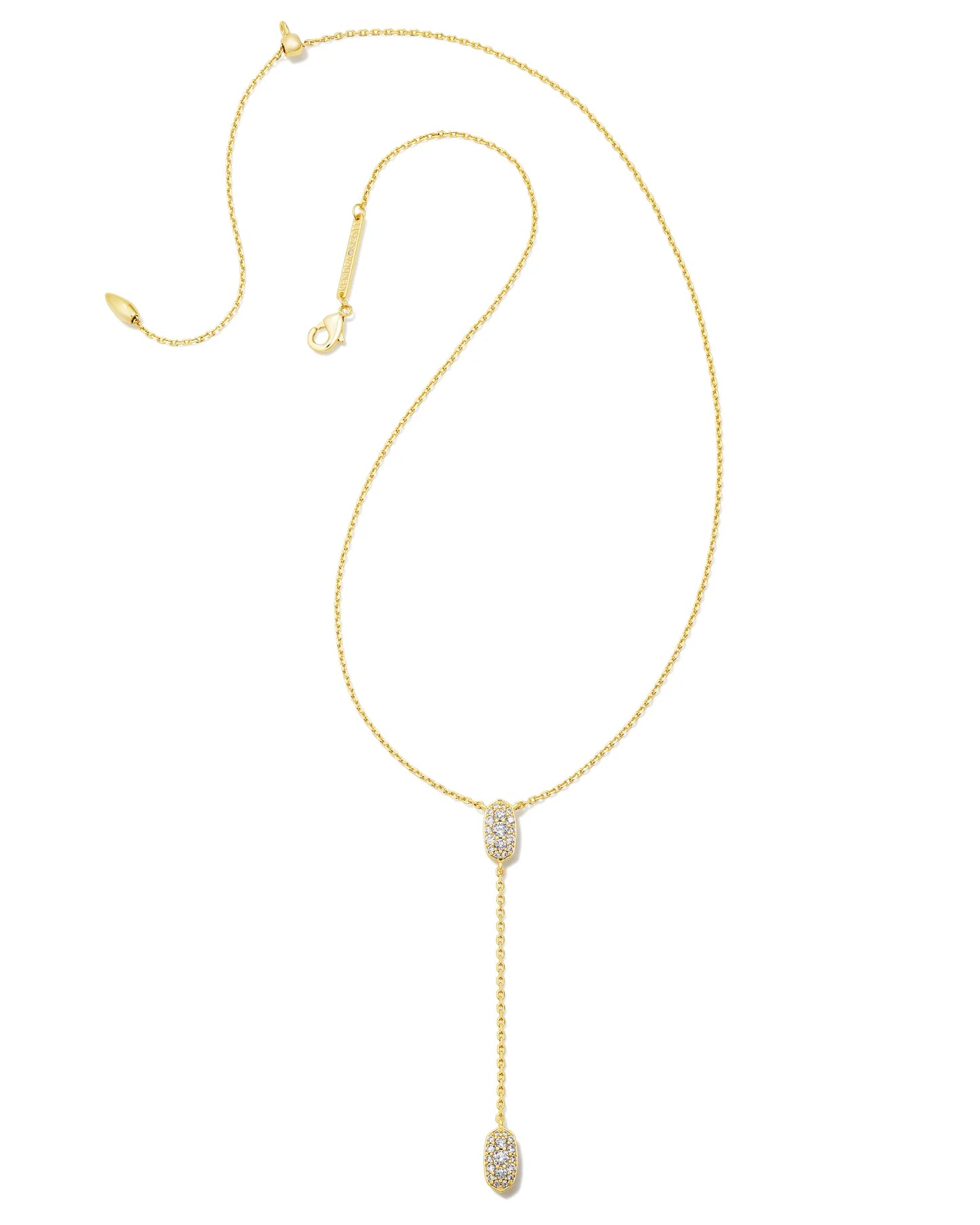 Kendra Scott - Grayson Y Necklace  - Gold White CZ - Findlay Rowe Designs
